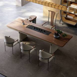 2025新款 轻奢风胡桃木商用茶桌书桌客厅办公室两用配送到家安装