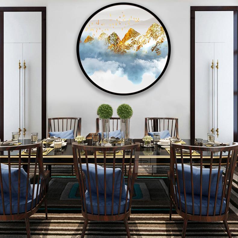 新中式沙发背景墙装饰画客厅挂画创意圆形卧室过道画餐厅挂画图片