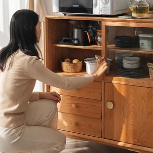 北美樱桃木餐边柜现代简约厨房储物柜客厅酒柜实木原木小户型家具