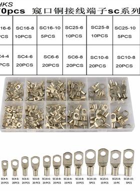 170Pcs/盒电线铜环端子接线片套件镀锡电池电线焊接连接器sc系列