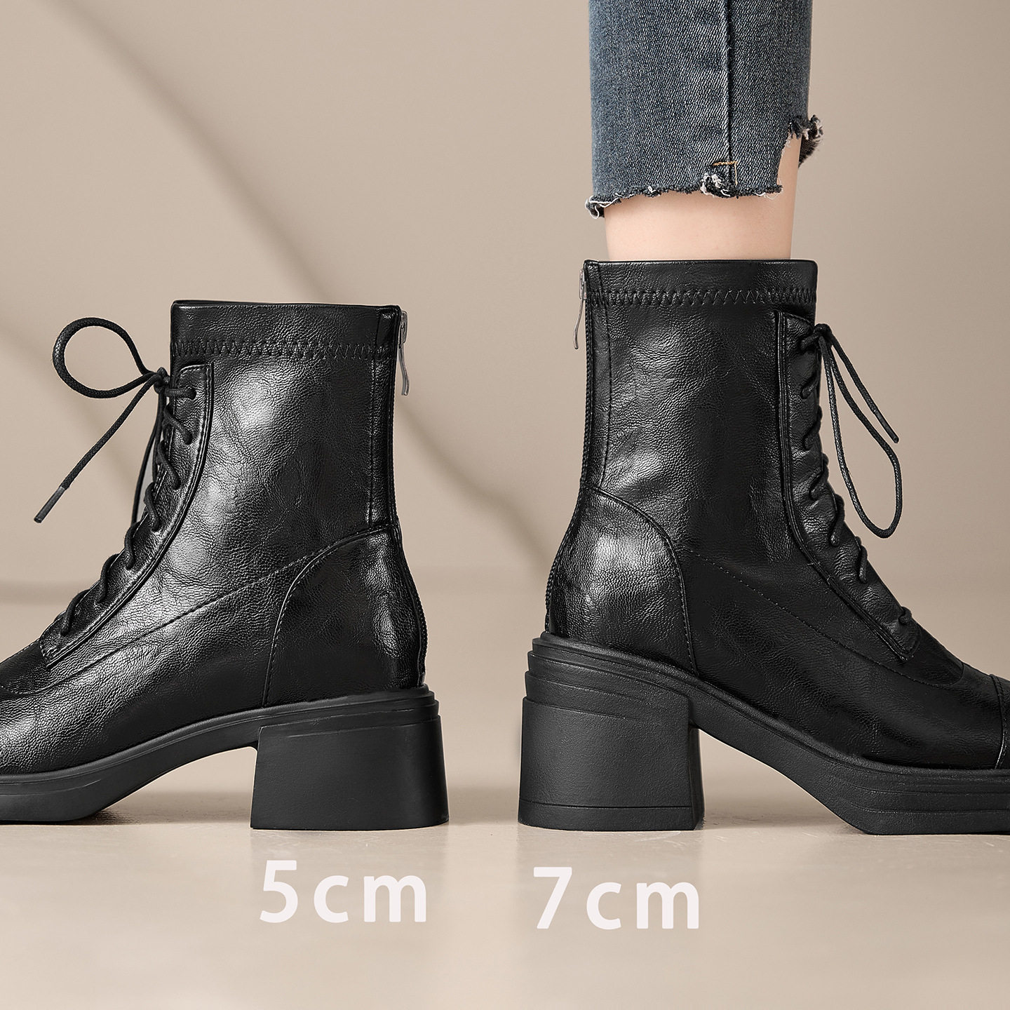 两种跟高 英伦风复古系带粗跟马丁靴女2025秋冬新款瘦瘦靴高跟鞋,户外/登山/野营/旅行用品,登山鞋/徒步鞋,淘宝优惠券,粉丝福利购,淘宝优惠卷