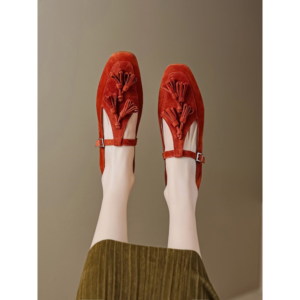 小众设计T字扣带平底玛丽珍单鞋