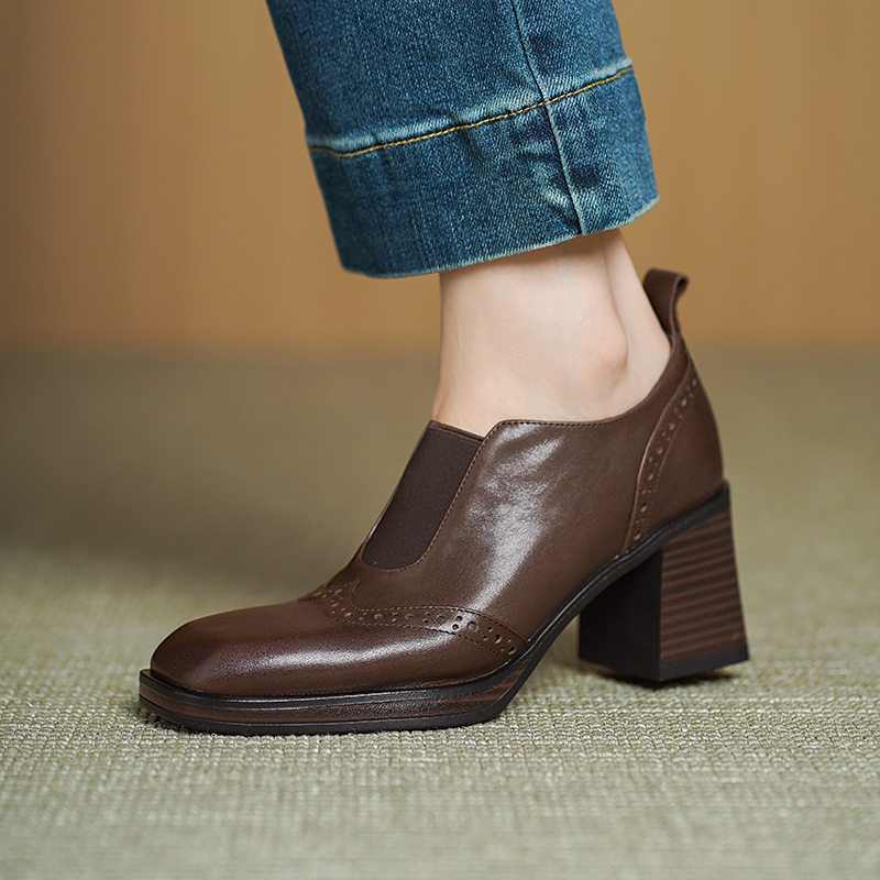 女士小皮鞋欧美风时尚2025年新款方头粗跟高跟巨好看舒适深口单鞋,女鞋,深口单鞋,淘宝优惠券,粉丝福利购,淘宝优惠卷