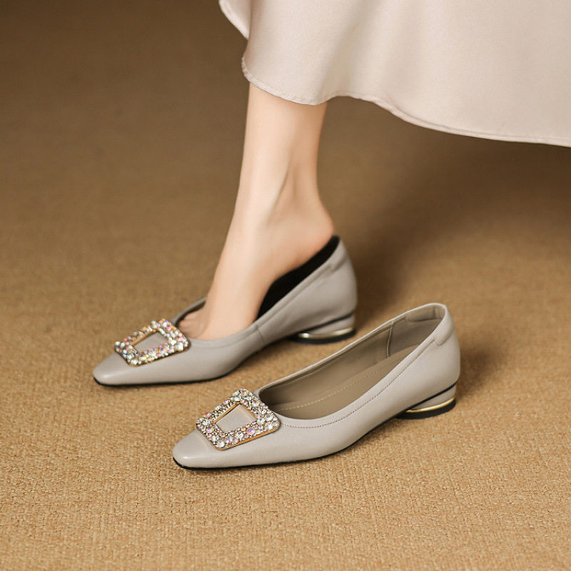 头层羊皮！法式灰色单鞋女真皮低跟2025新款小方头粗跟小皮鞋百搭,户外/登山/野营/旅行用品,登山鞋/徒步鞋,淘宝优惠券,粉丝福利购,淘宝优惠卷