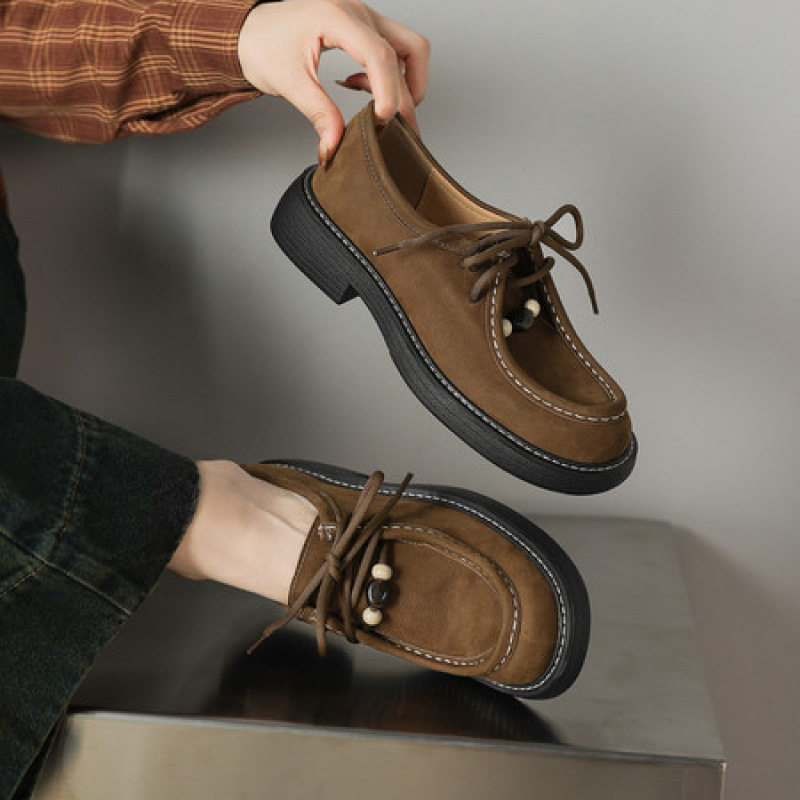 小皮鞋女系带2025新款英伦风配裙子粗跟软底不累脚单鞋磨砂黑棕色,户外/登山/野营/旅行用品,登山鞋/徒步鞋,淘宝优惠券,粉丝福利购,淘宝优惠卷