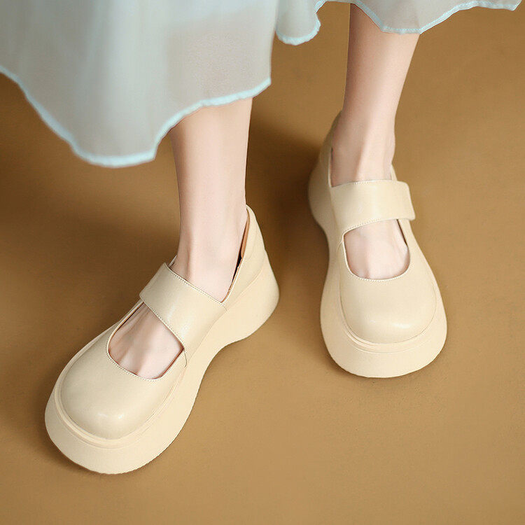 松糕厚底魔术贴圆头浅口玛吉珍女鞋简约时尚增高单鞋休闲小皮鞋,户外/登山/野营/旅行用品,登山鞋/徒步鞋,淘宝优惠券,粉丝福利购,淘宝优惠卷