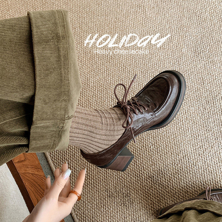 成都手工女鞋~7.5cm复古系带深口圆头小皮鞋2026春秋新款粗跟单鞋,户外/登山/野营/旅行用品,登山鞋/徒步鞋,淘宝优惠券,粉丝福利购,淘宝优惠卷