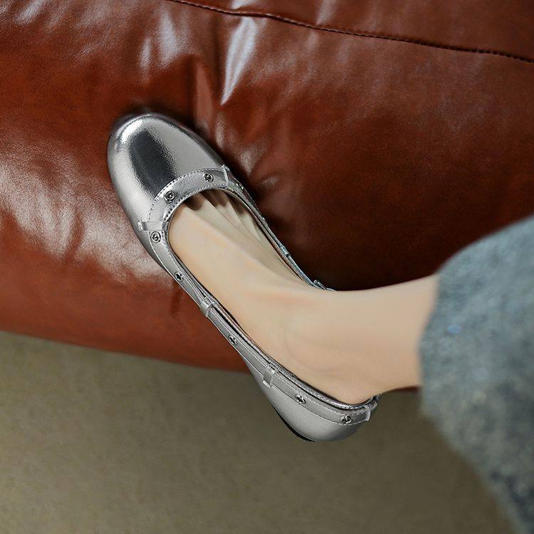 芭蕾舞平底单鞋女2025早春新款圆头时尚皮带扣银色法式浅口小皮鞋,户外/登山/野营/旅行用品,登山鞋/徒步鞋,淘宝优惠券,粉丝福利购,淘宝优惠卷