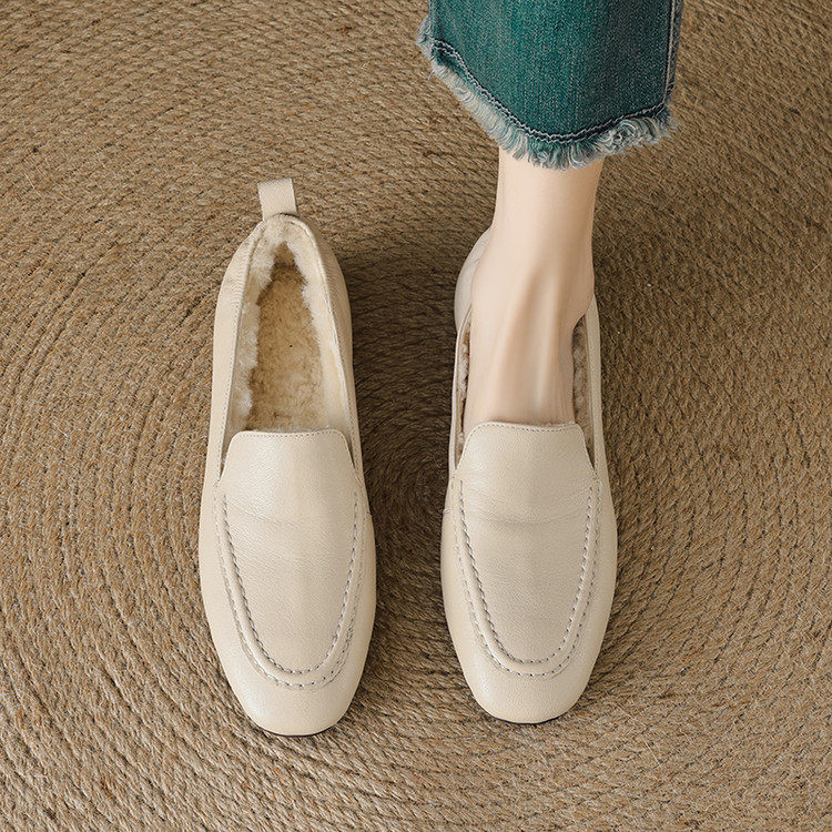 法式复古真皮乐福鞋女加绒加厚保暖毛毛鞋2025冬舒适平底懒人单鞋,户外/登山/野营/旅行用品,登山鞋/徒步鞋,淘宝优惠券,粉丝福利购,淘宝优惠卷