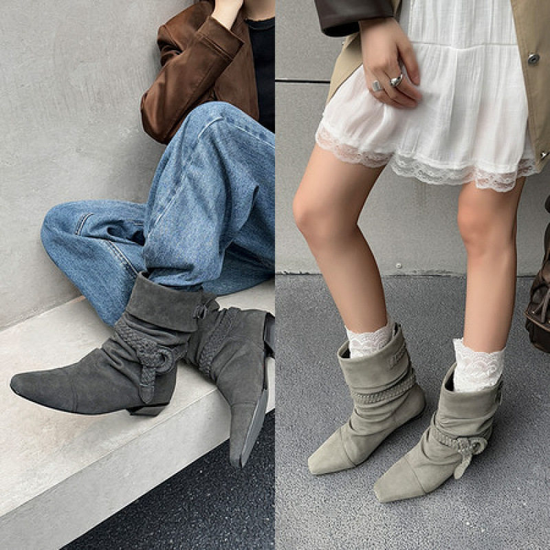 真皮废土风短筒靴女新款复古百搭沙漠靴褶皱西部牛仔靴骑士马丁靴,户外/登山/野营/旅行用品,登山鞋/徒步鞋,淘宝优惠券,粉丝福利购,淘宝优惠卷