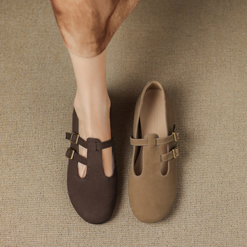 小众设计师羊皮圆头平底玛丽珍鞋女2025秋季新款舒适全皮浅口单鞋,女鞋,玛丽珍鞋,淘宝优惠券,粉丝福利购,淘宝优惠卷