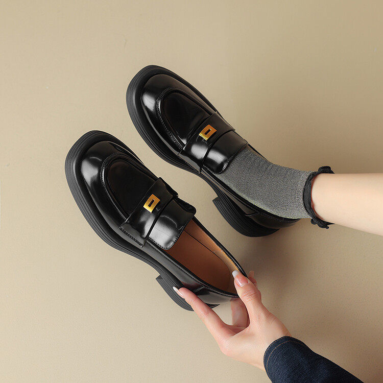 2024新款法式复古棕色乐福鞋女英伦风小皮鞋一脚蹬中跟单鞋豆豆鞋,户外/登山/野营/旅行用品,登山鞋/徒步鞋,淘宝优惠券,粉丝福利购,淘宝优惠卷