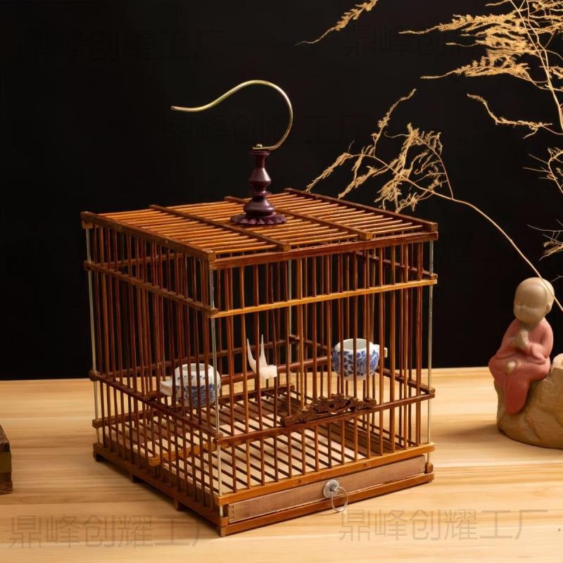 工厂竹制小方笼绣眼长方形鸟笼贝子大全金翅雀笼子