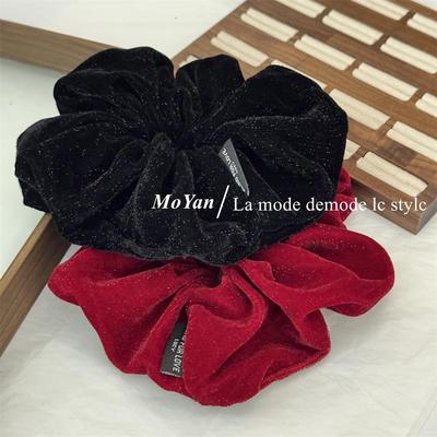 复古细闪金丝绒大肠发圈红色新年发绳气质高级感扎头橡皮筋女头绳