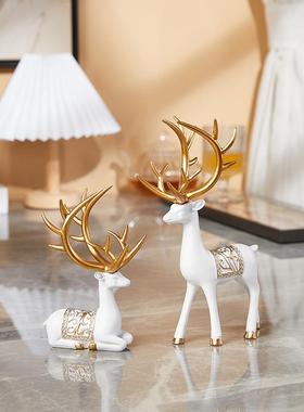 厂家直销现代轻奢玄关鹿摆件家居客厅电视柜酒柜饰品欧式创意摆设