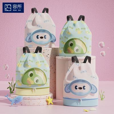 夏季卡通儿童游泳包干湿分离带鞋仓泳衣收纳袋旅行包沙滩包双肩包