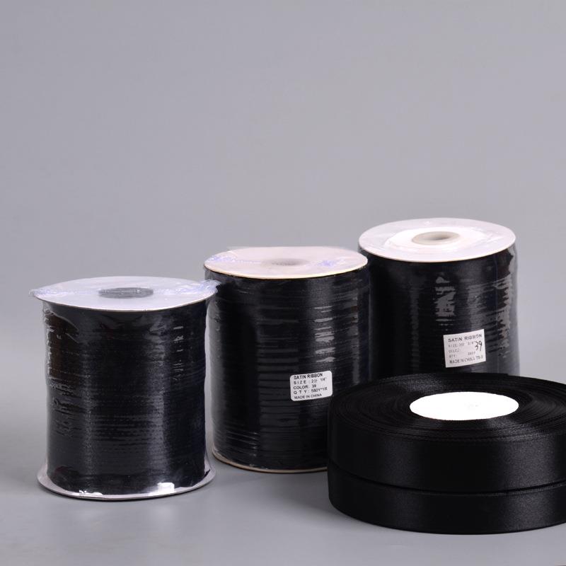 厂家现货0.3cm 0.6cm黑色涤纶色丁带 礼品包装蝴蝶结缎带丝带