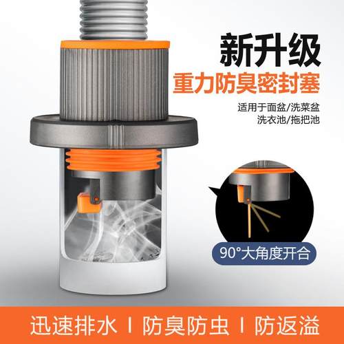 下水道防臭神器厨房下水管卫生间面盆洗衣机洗菜盆管道防臭密封塞