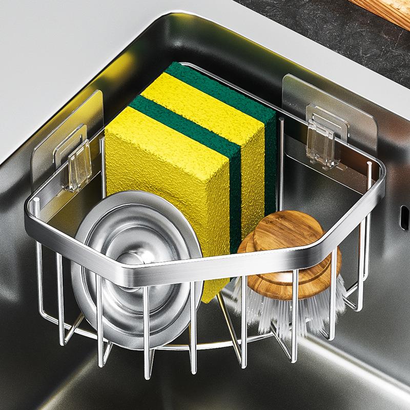 厨房海绵置物架不锈钢水池槽盖钢丝球百洁布收纳沥水架免打孔壁挂