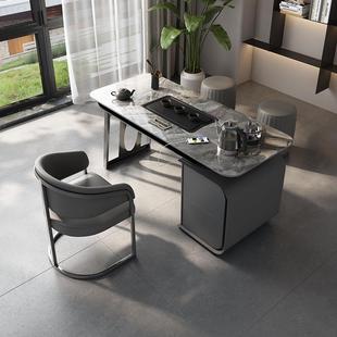 轻奢阳台茶桌椅组合现代简约家用岩板茶台桌办公室茶台烧水壶一体