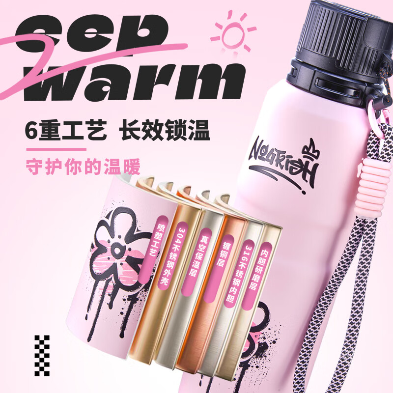 果兹一键速开316不锈钢保温杯