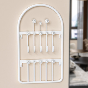 壁挂衣帽架玄关入户靠墙挂衣架免打孔墙上一体卧室门后置物架落地