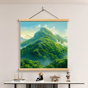 青山图玄关装饰画现代简约客厅餐厅背景墙挂画有山无水靠山画壁画