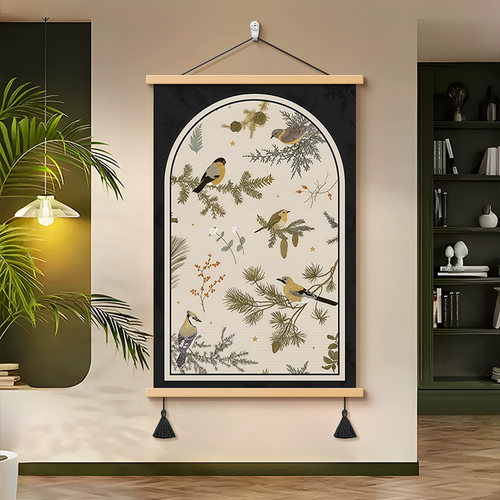 法式中古艺术玄关挂画卷轴壁画