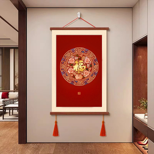 新中式百福临门挂画福字客厅沙发背景墙装饰画大红色喜庆玄关壁画