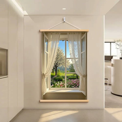 现代窗外美景玄关挂画