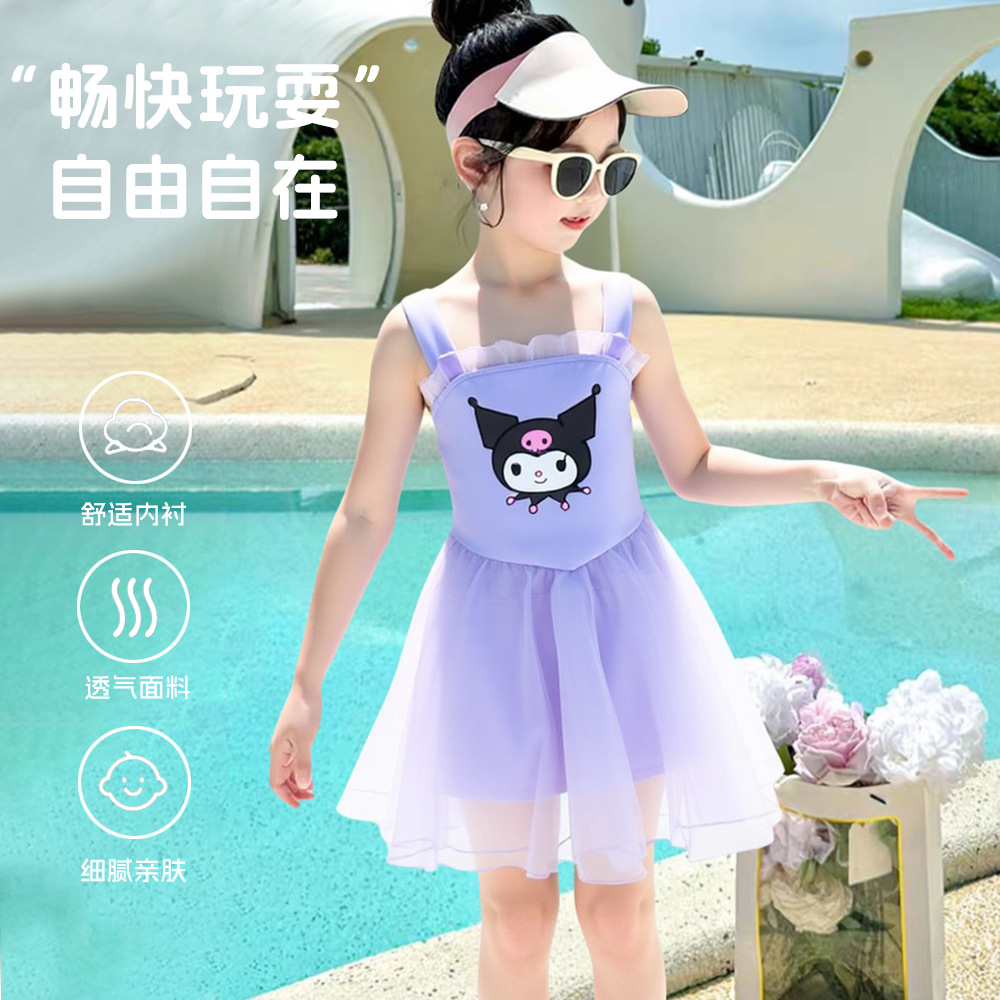 儿童泳衣女童连体中小童夏甜美可爱公主蓬蓬裙泡温泉宝宝泳衣套装