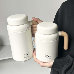 高颜值茶水分离316不锈钢保温杯大容量学生水杯女带把手杯子