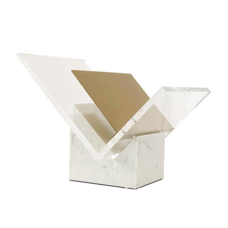 现代简约大理石亚克力书架书档书报夹摆件样板房售楼处软装饰品