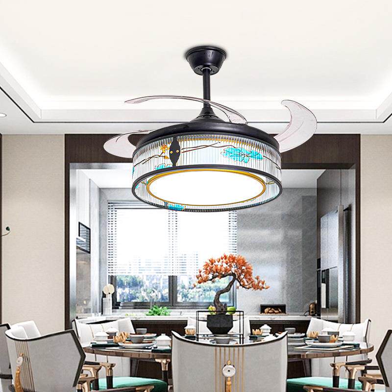 新中式吊灯带电风扇灯家用客厅遥控隐形led吊扇灯卧室饭厅餐厅灯