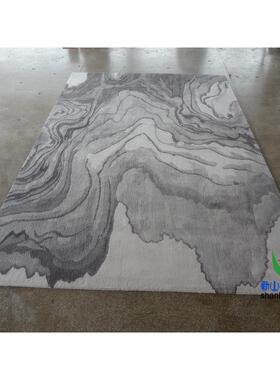 新中式灰色水墨画手工腈纶客厅茶几沙发地毯大厅接待室贵宾室满铺