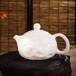 陈德根纯手工高端茶壶冰种素烧玉瓷泡茶壶立体浮雕西施壶单壶
