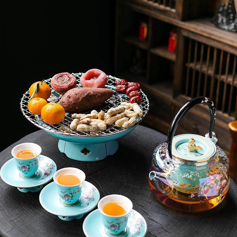 围炉煮茶一套冬日家用室内电陶炉烤茶煮茶器茶炉玻璃茶具茶壶套装