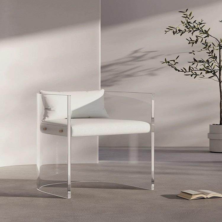 亚克力透明凳子梳妆凳时尚水晶咖啡吧椅休闲家具靠背椅子高弹海绵