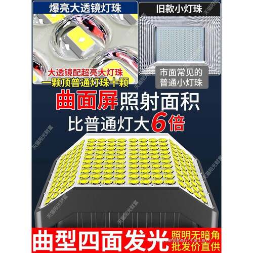 2025新款太阳能灯户外庭院灯四面家用防水超亮led新款农村投光灯