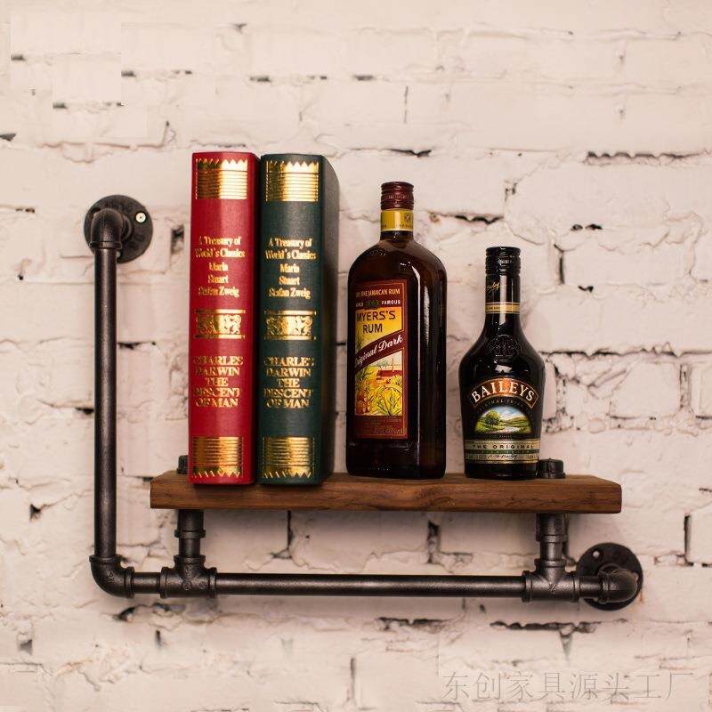 复古壁挂架美式工业水管置物架浴室毛巾架墙上装饰书架层架
