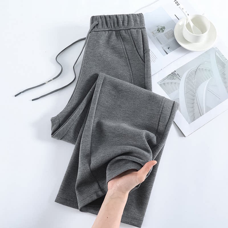 2026新款直筒裤女面膜空气层阔腿裤高腰收腹垂顺显瘦休闲裤