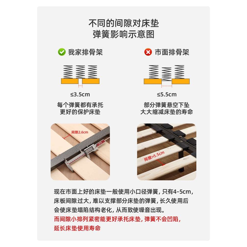 ?排骨架床架榻榻米加密防潮静音床板实木龙骨架支撑架钢架子可