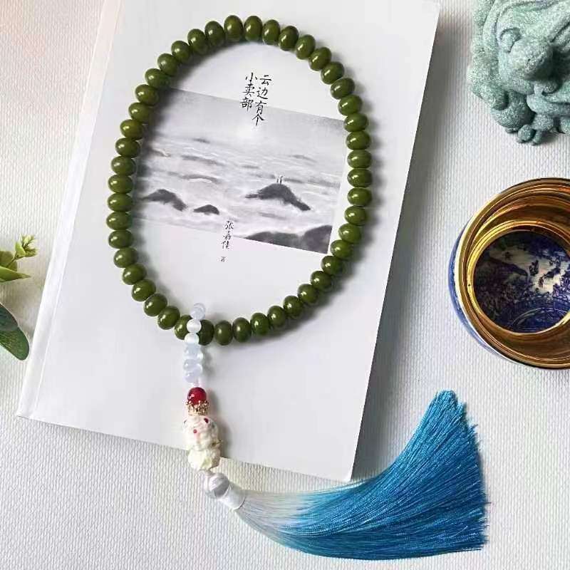 青玉菩提根文艺复古手串diy手持可
