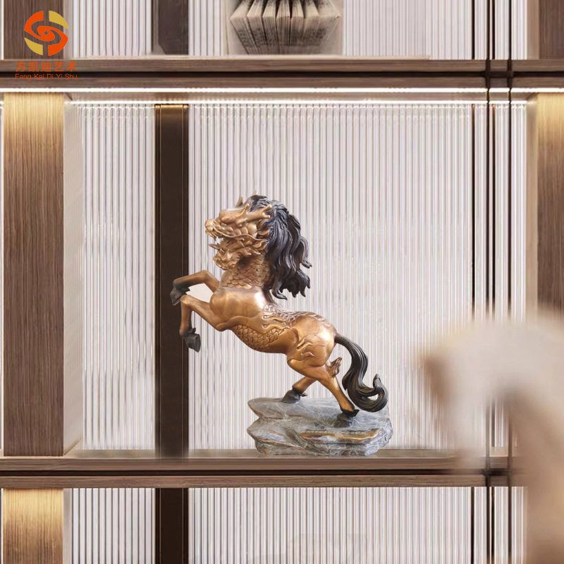 厂家直供纯铜麒麟摆件酒店大堂玄关工艺品摆件家居牛年房屋装饰品