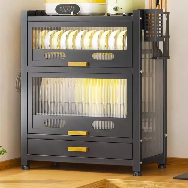 厨房碗柜收纳盒带盖放碗架台面碗碟收纳架家用双层碗筷碗盘沥水架