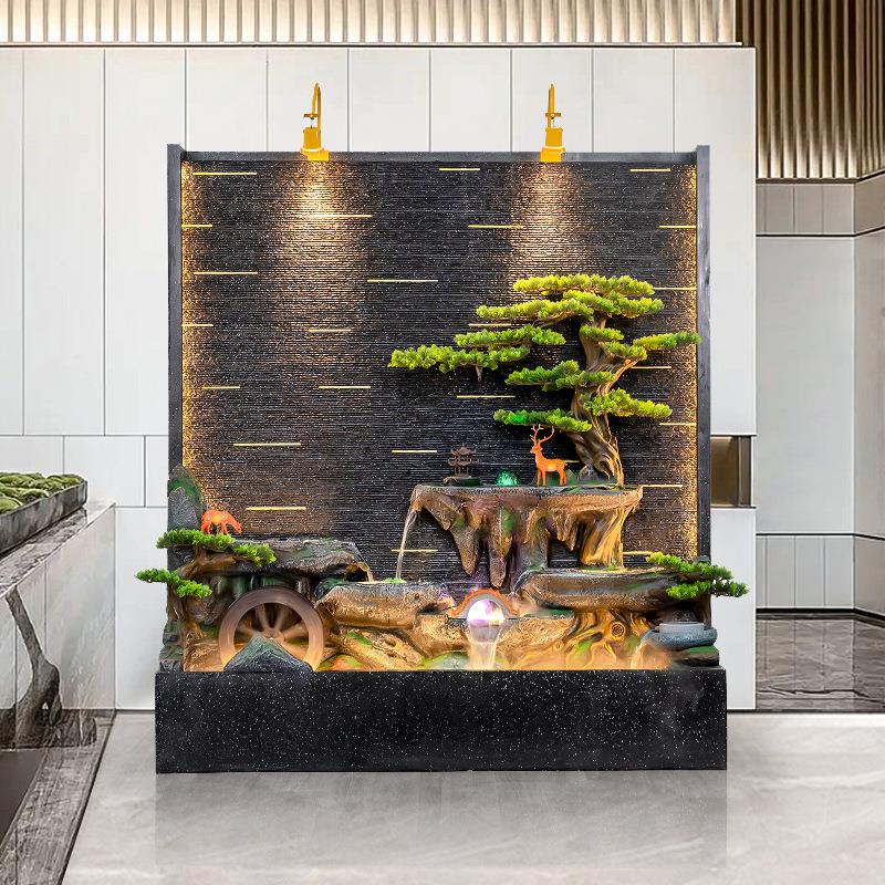 户外庭院水幕墙假山鱼池喷泉流水墙公司酒店玄关屏风隔断装饰摆件