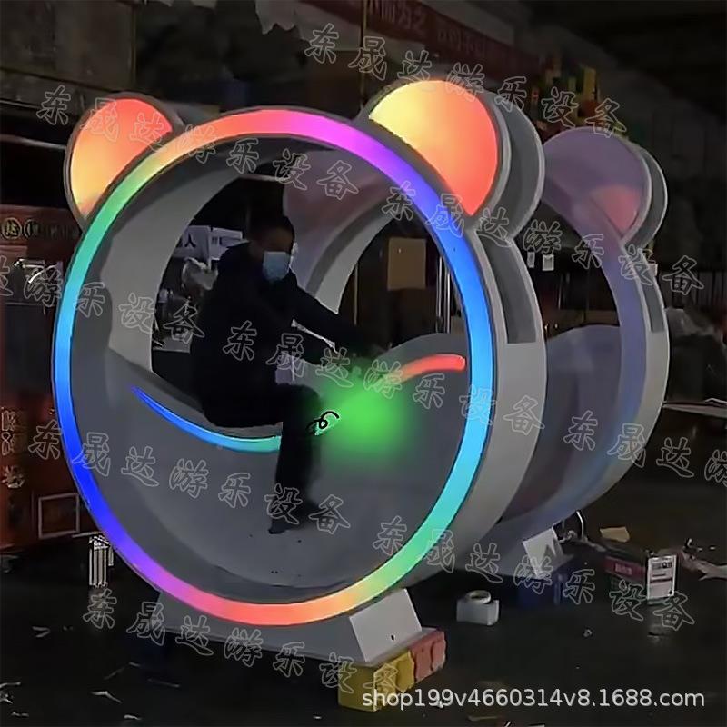 公园骑行竞速喷单车20220216泉脚踏发电灯光光无动力脚踏大型发游