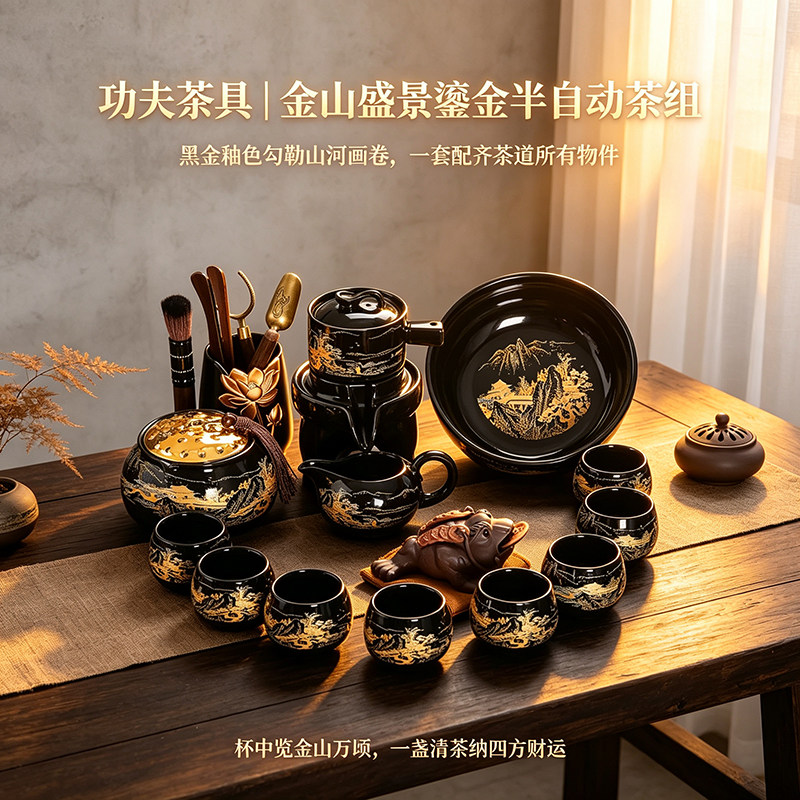 金山茶具套装家用会客功夫泡茶器