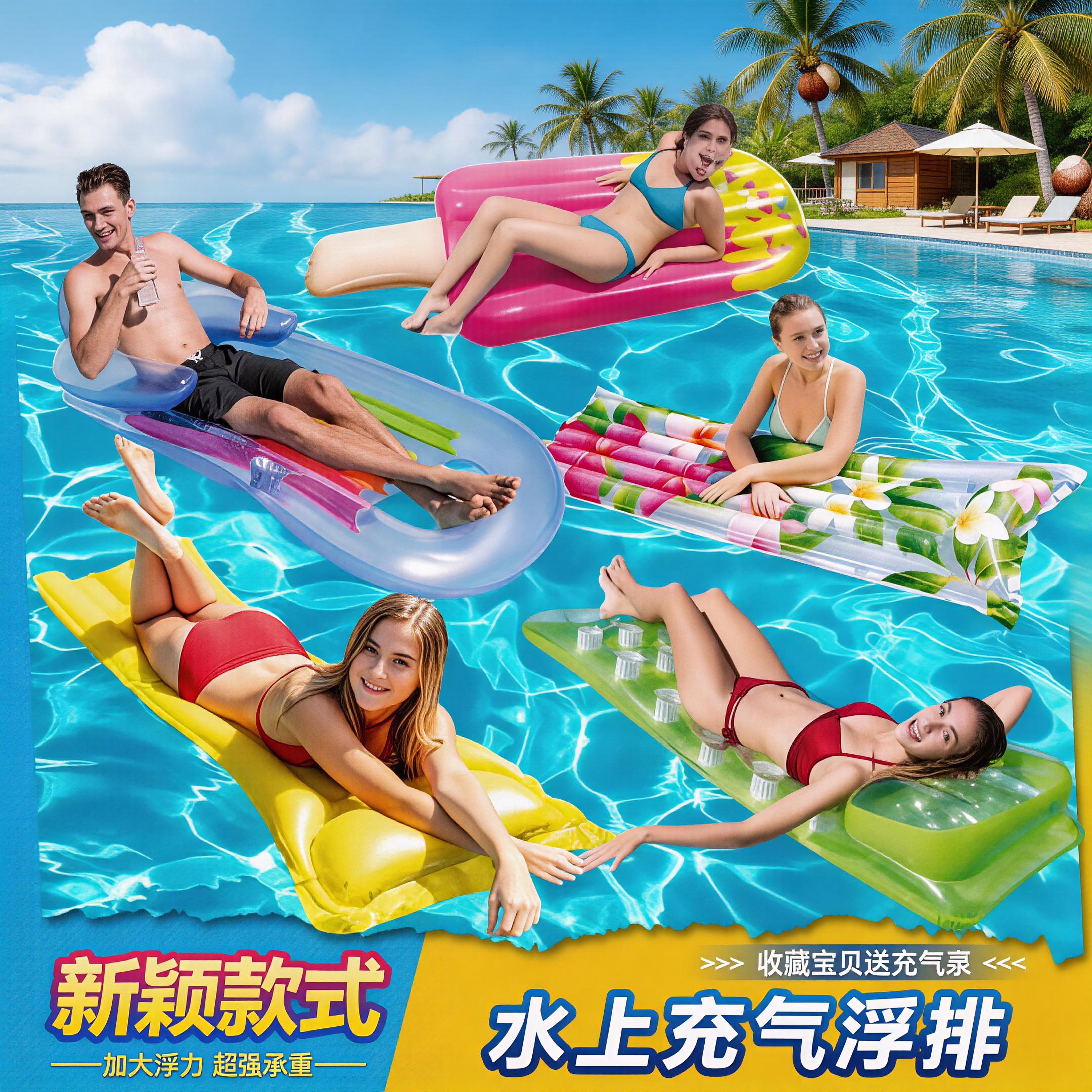 成人儿童通用浮排游泳圈漂浮垫床
