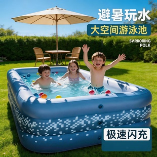 德国大型充气加厚家用儿童戏水池婴儿家庭户外游泳捅夏日避暑神器
